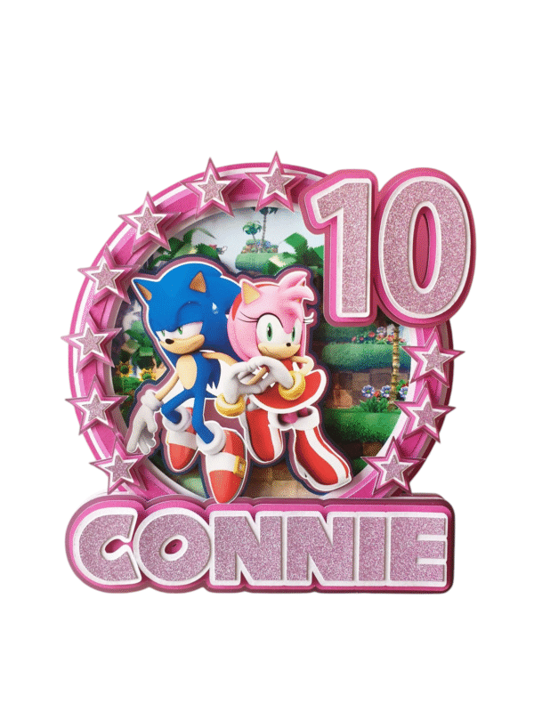 Personalised Sonic and Amy Rose Cake Topper