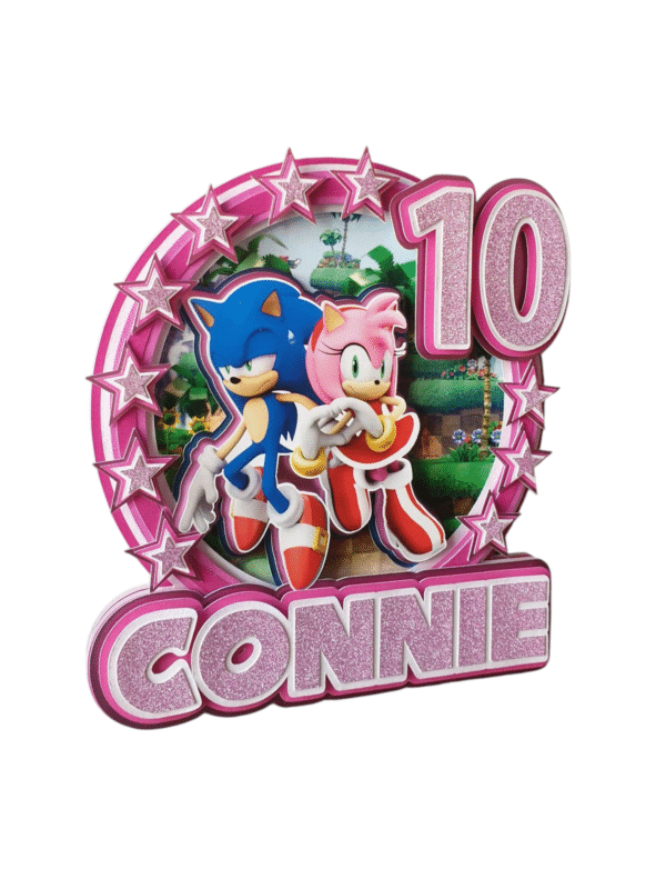 Personalised Sonic and Amy Rose Cake Topper