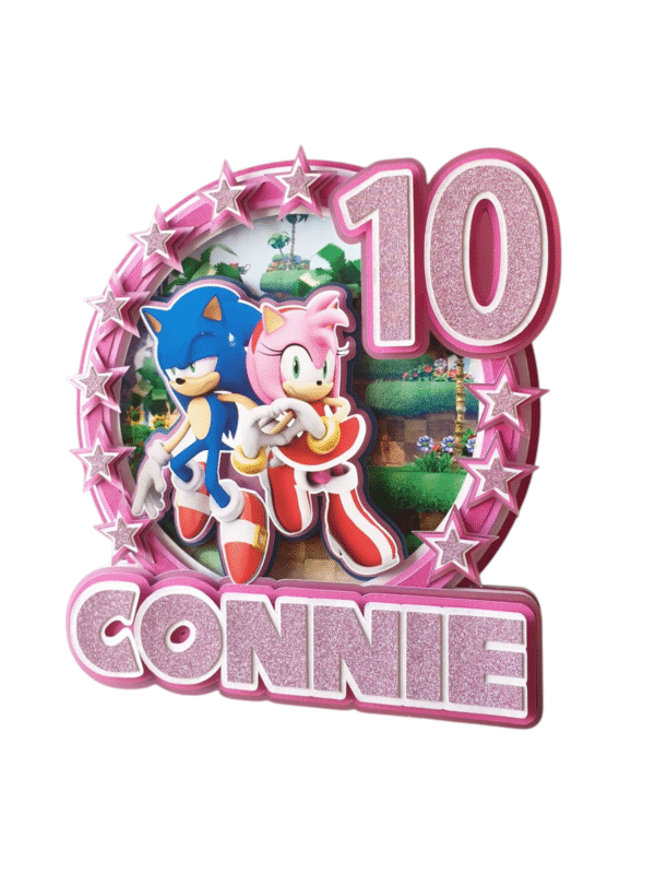 Personalised Sonic and Amy Rose Cake Topper