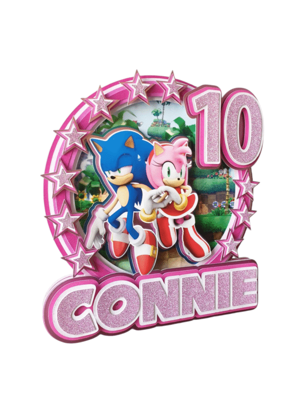 Personalised Sonic and Amy Rose Cake Topper